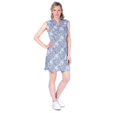 Marina Blue Collection: Laima Knit Paisley Sleeveless Dress